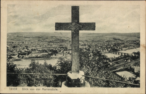 KP z Trewiru nad Mozelą, krzyż, widok na Mozelę, kolumna maryjna
