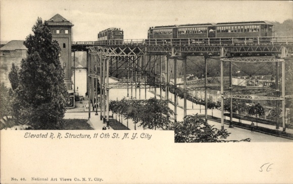 Ak Jersey City New Jersey USA, Verhoogde spoorwegstructuur, Treinen op spoorbrug, Nationaal Kunstmuseum...