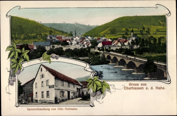 PC Oberhausen on the Nahe Rhineland-Palatinate, total view of the village, spice shop