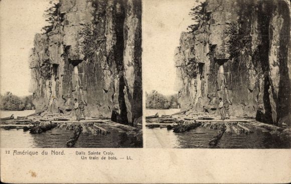 Stereo Postcard Saint Croix DWI US Virgin Islands, Un train de bois
