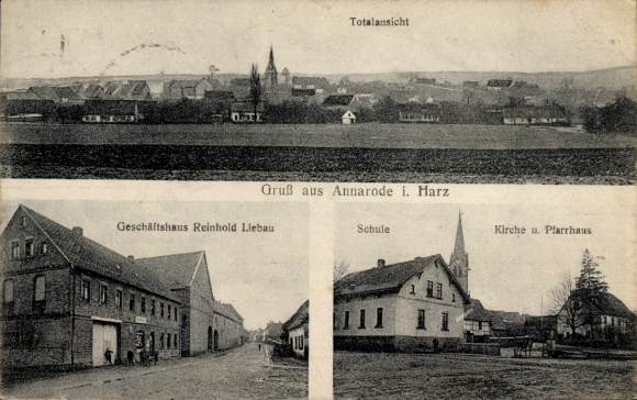 Ak Annarode Mansfeld Südharz, Geschäftshaus, Kirche