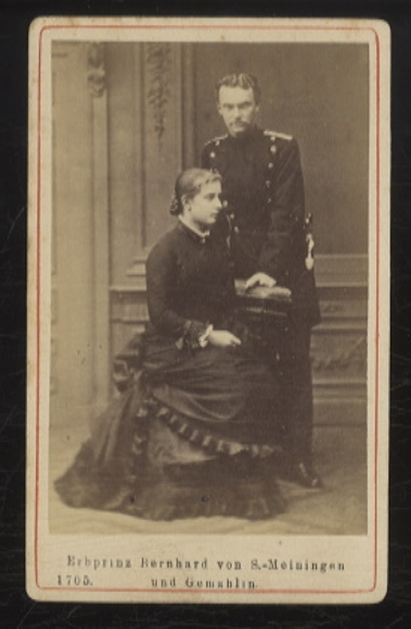CdV portrait of Hereditary Prince Bernhard III of Saxe-Meiningen and his wife Charlotte, née of Prussia