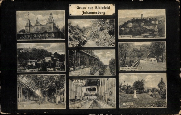 Ak Bielefeld, Sparrenberg,  mit mehreren Ansichten, Gruss aus  Allee, Bracke, Sperren...