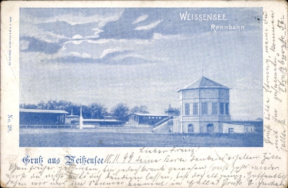 Postcard Berlin Weißensee, racecourse