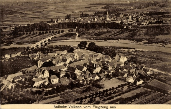 Postcard Astheim Volkach in Lower Franconia, aerial photograph