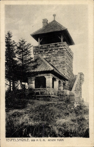 Postcard Loffenau in Baden Württemberg, view of the Teufelsmühle, New Tower