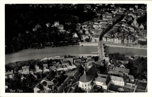Postcard Bad Tölz in Upper Bavaria, aerial photograph