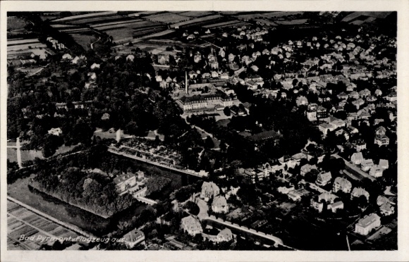 Postcard Bad Pyrmont in Lower Saxony, aerial view of many houses, rural surroundings