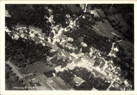 Postcard Hepsisau Weilheim an der Teck Swabian Alb, aerial photograph
