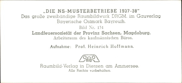 Stereo spatial image Photo The NS model companies 1937-38 No. 131 Landfeuergesellschaft Prov. Saxony Magdeburg