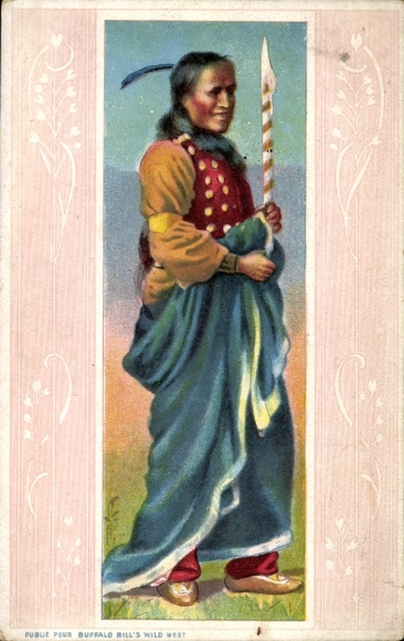 Ak Indianer mit Speer, Buffalo Bill's Wild West Show