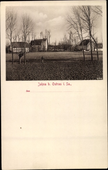 Ak Jahna Ostrau in Sachsen, Teilansicht der Ortschaft
