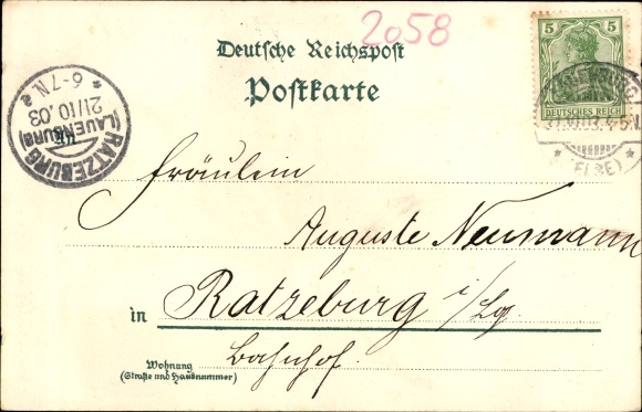 Klaverbladlitho Lauenburg an der Elbe, stadsgezichten