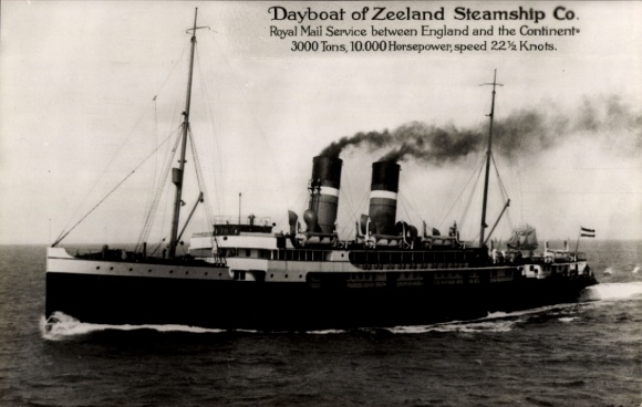 Postcard day boat of the Zeeland Steamship Co.