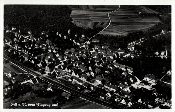 Postcard Zell Esslingen am Neckar, aerial photograph