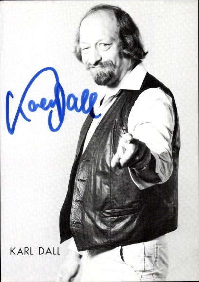 Postcard comedian Karl Dall, telephone, autograph