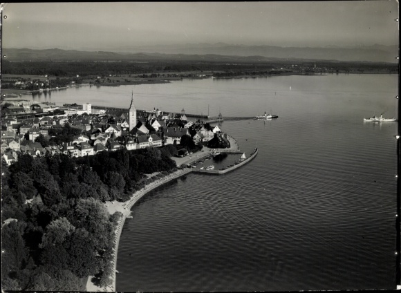 Postcard Lindau on Lake Constance Swabia, aerial photograph