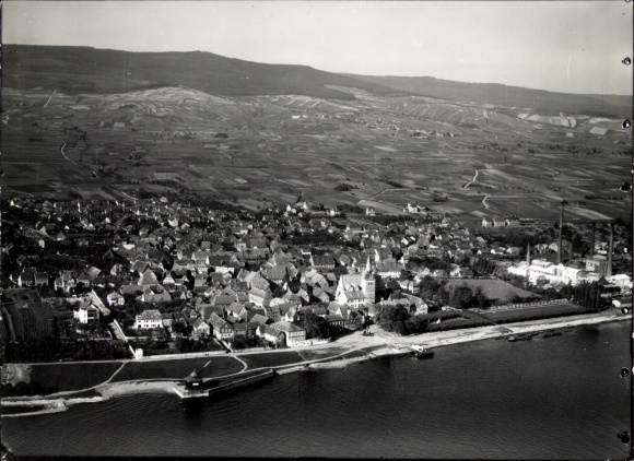 Ak Oestrich Winkel am Rhein Rheingau,  rechtsrheinisch, im Rheingau, Luftbild.