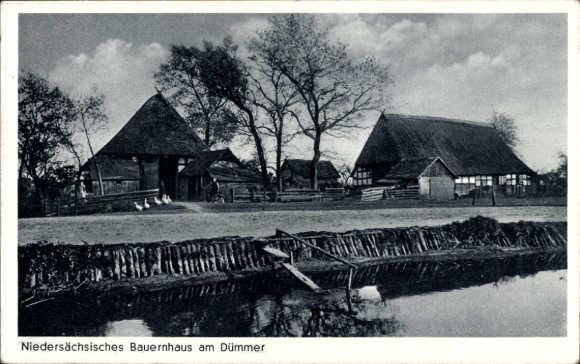 Ak Burlage Hüde am Dümmer Nedersaksen, Nedersaksische boerderij