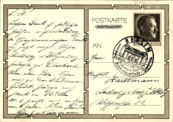 Postal stationery Postcard Führer and Reich Chancellor Adolf Hitler, well-wishers, BDM