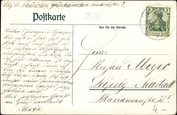 KP artysty Grünhainichen Sachsen, budynek grupy Poststraße, urząd miejski, poczta, budynek handlowy