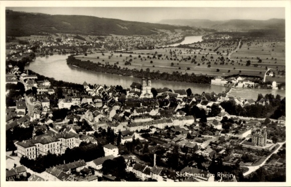 Postcard Bad Säckingen on the High Rhine, aerial photograph
