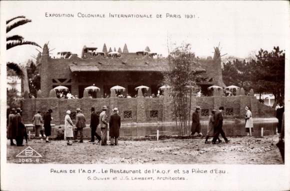 Postcard Paris XII, International Colonial Exhibition 1931, The AOF Restaurant