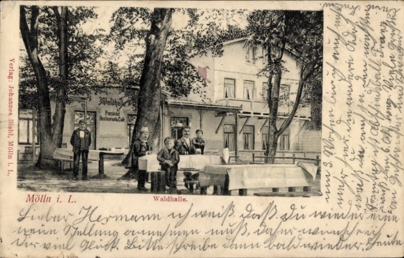 Postcard Mölln in the Duchy of Lauenburg, Waldhalle