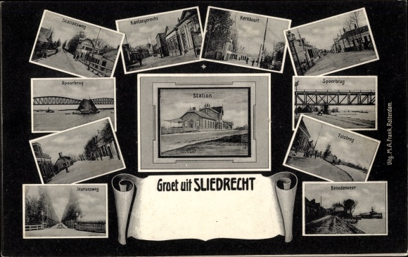Ansichtkaart Sliedrecht Zuid Holland Nederland, Stationsweg, Station, Spoorbrug