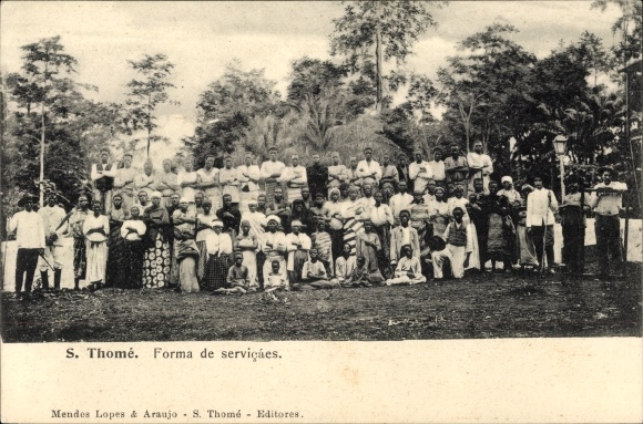 Ansichtkaart Sao Tomé en Principe, Forma de Servicaes, groepsfoto