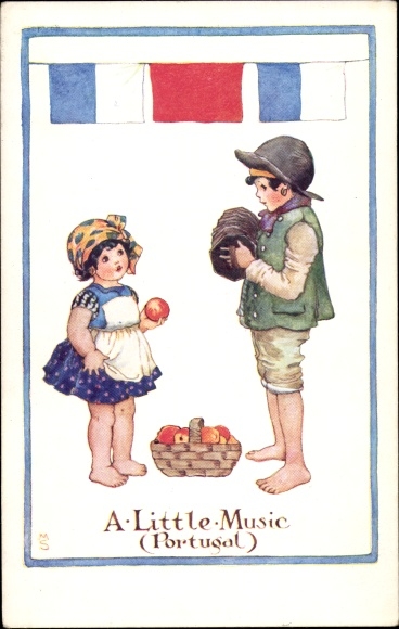 Artist PC Sowerby, M., A little Music, Portugal, costumes, national flag