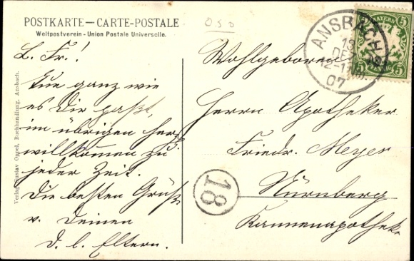 Postcard Ansbach in Middle Franconia Bavaria, fountain of Margrave Wilhelm Friedrich
