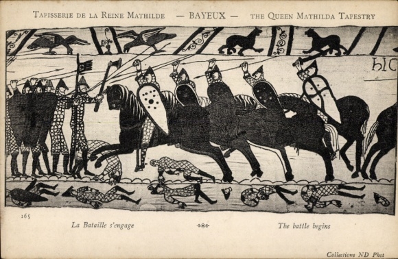 Ak Bayeux Calvados, Tapisserie de la reine Mathilde, Battaile s'engage