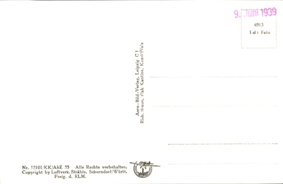 Postcard Kusel in the Palatinate, aerial photograph