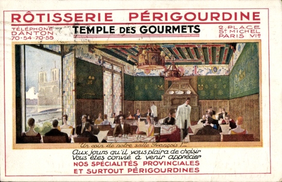 Ansichtkaart Parijs VI. District van Luxemburg, Rotisserie Perigourdine, 2, Place St. Michel