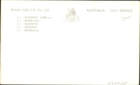 Ak MS Bulimba, Britse India Steam Navigatie