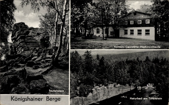 Ak Königshain in Oberlausitz, Teufelsstein, Königshainer Berge