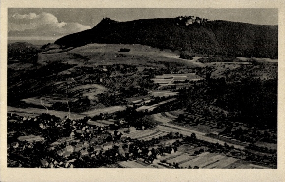 Postcard Brucken Lenningen Swabian Alb, aerial photograph