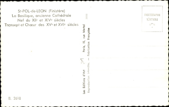 Postcard Saint Pol de Léon Finistère, basilica
