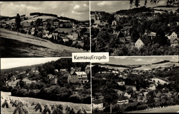 Postcard Kemtau Burkhardtsdorf in the Ore Mountains, view of the place, fields