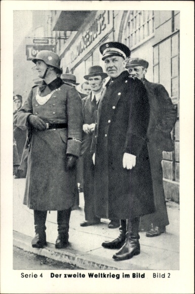 Collection picture The Second World War in the picture, Copenhagen Denmark, Wehrmacht and Danish police officers