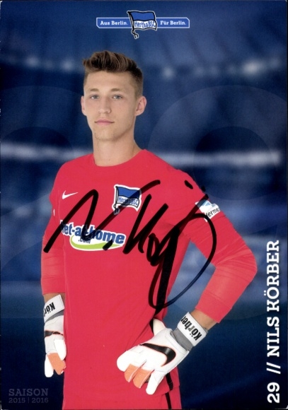 Autogrammkarte Fußballer Nils Körber, Hertha BSC, Autogramm
