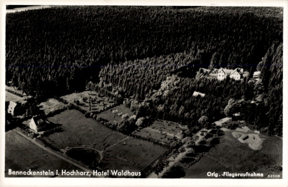 Ak Benneckenstein Oberharz am Brocken, luchtfoto, Hotel Waldhaus