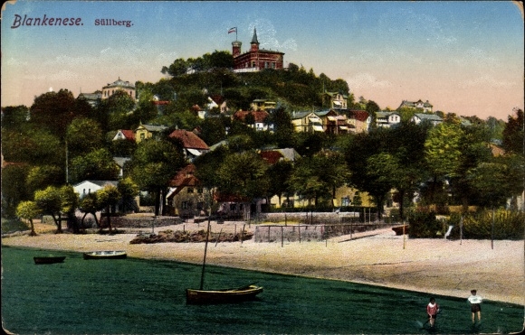PC Hamburg Altona Blankenese, view of the village and Süllberg from the water