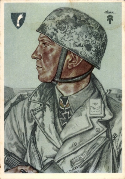 Künstler Ak Willrich, Wolfgang, Luftlandetruppen, Hauptmann Egon Delica, Ritterkreuzträger