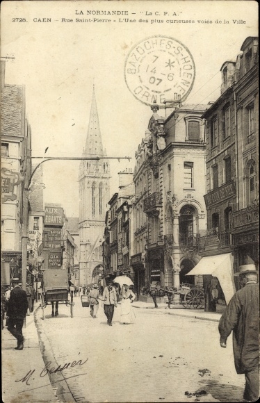 Ak Caen Calvados, La Rue Saint Pierre