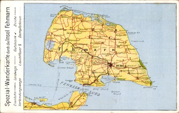 Postcard Island Fehmarn Ostholstein, special hiking map