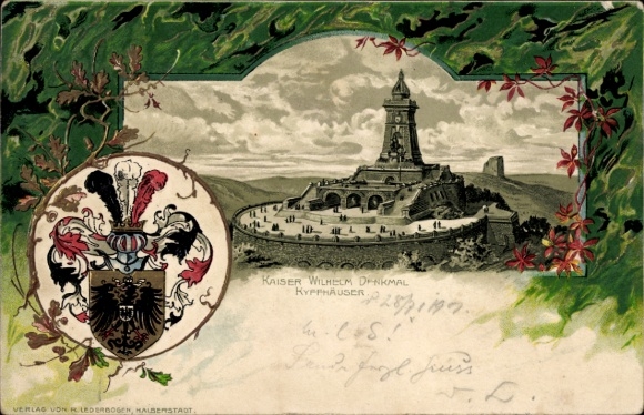 Präge Wappen Litho Steinthaleben Kyffhäuserland in Thüringen, Kyffhäuser, Kaiser-Wilhelm-Denkmal