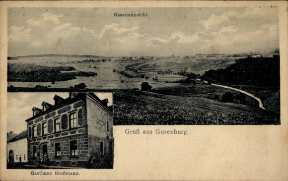 Postcard Gusenburg in the Hunsrück, general view, Gasthaus Großmann