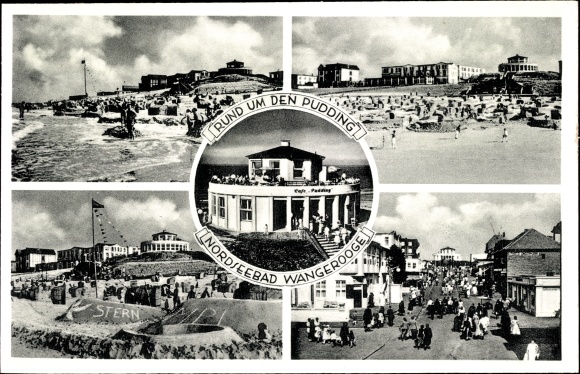 Postcard Nordseebad Wangerooge in Ostfriesland, around the pudding, beach, sand castles